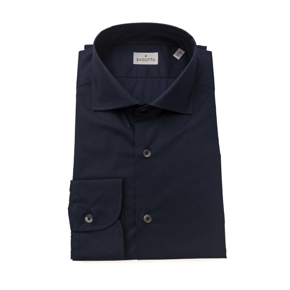 Bagutta Blaues Slim Fit Herrenhemd aus Baumwolle