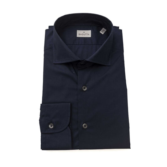 Bagutta Blaues Slim Fit Herrenhemd aus Baumwolle