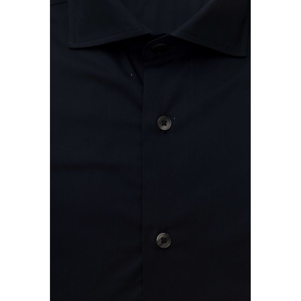 Bagutta Blaues Slim Fit Herrenhemd aus Baumwolle