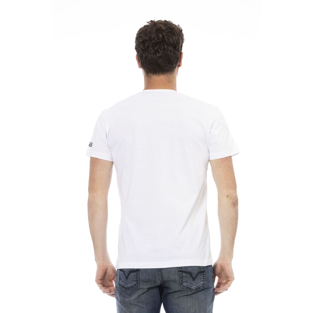 Trussardi Action Herren-T-Shirt aus weißer Baumwolle mit V-Ausschnitt