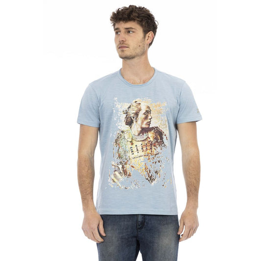 Trussardi Action Hellblaues Herren-T-Shirt aus Baumwolle