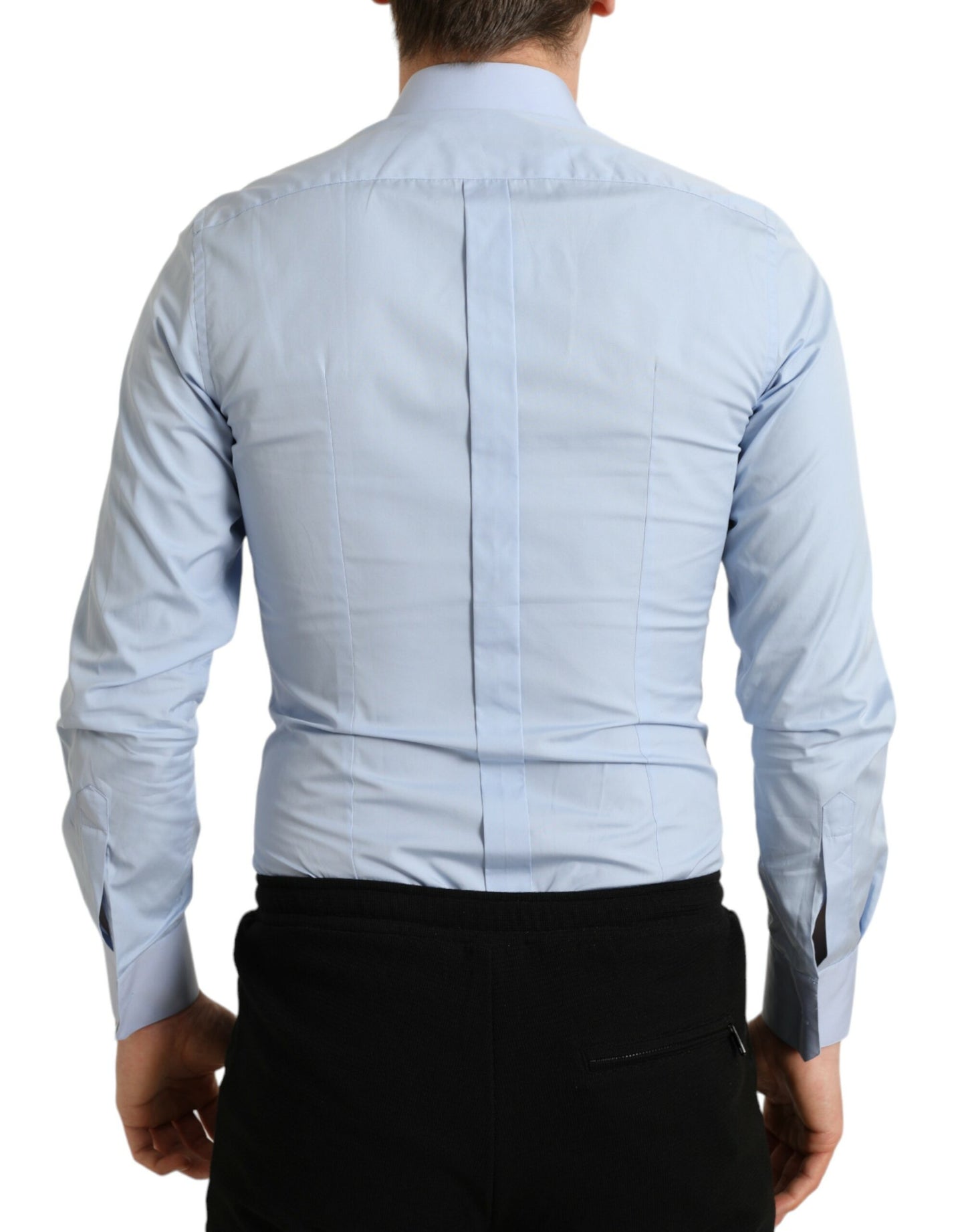Dolce &amp; Gabbana Himmelblaues Herren-Formalhemd aus Baumwolle in GOLD