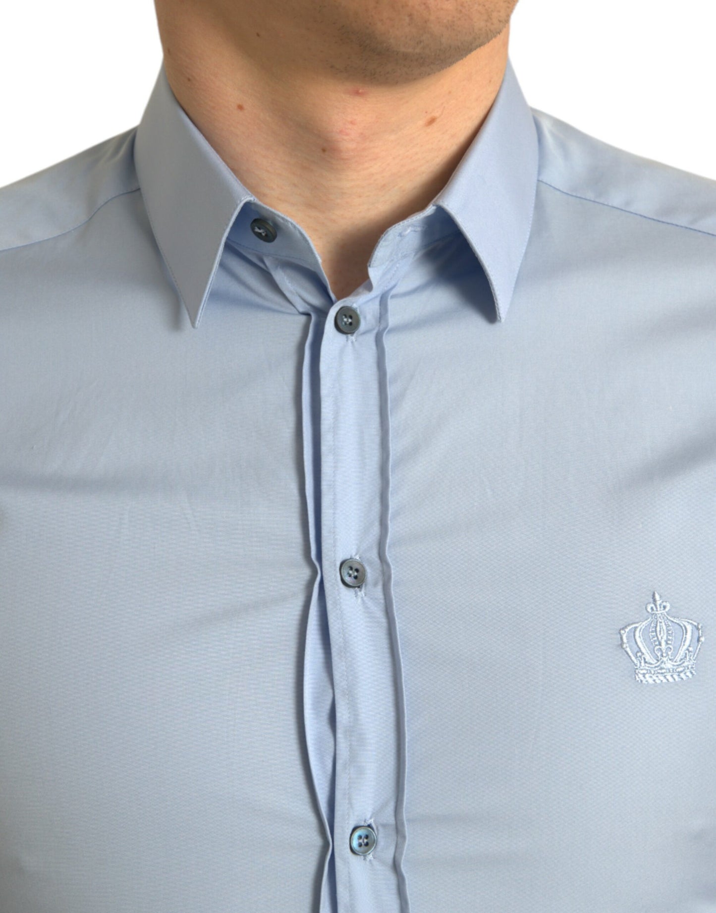Dolce &amp; Gabbana Himmelblaues Herren-Formalhemd aus Baumwolle in GOLD