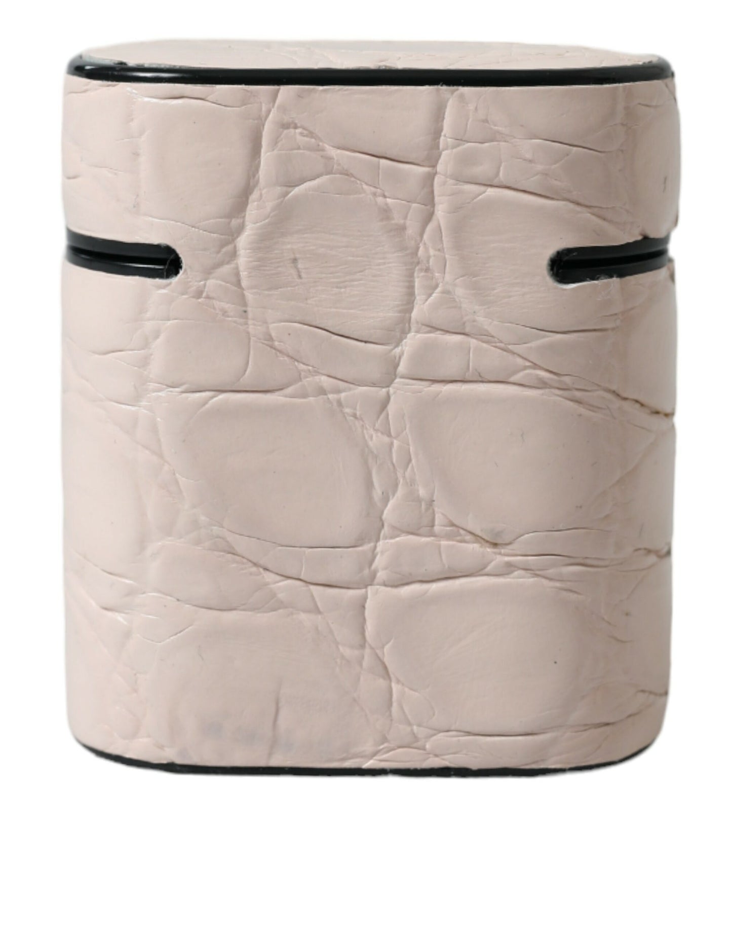 Dolce &amp; Gabbana – Airpods-Hülle aus hellrosa Kalbsleder mit Metall-Logoplakette