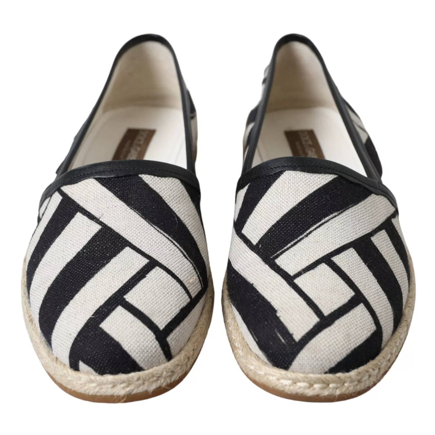 Dolce &amp; Gabbana – Espadrille-Schuhe zum Hineinschlüpfen in Schwarz und Weiß mit Streifen