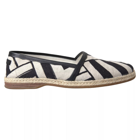 Dolce &amp; Gabbana – Espadrille-Schuhe zum Hineinschlüpfen in Schwarz und Weiß mit Streifen