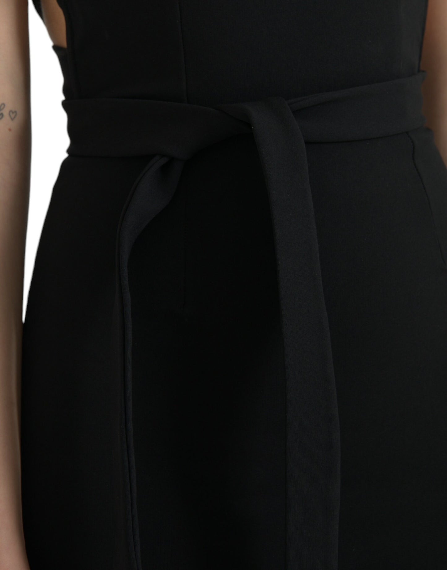 Dolce &amp; Gabbana – Schwarzes, ärmelloses Midikleid mit Neckholder