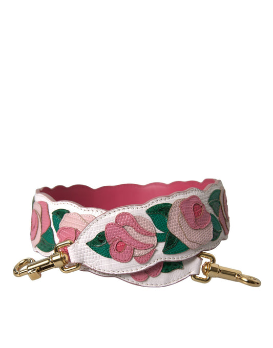 Dolce &amp; Gabbana Schultergurt aus weißem Leder mit Blumenmuster