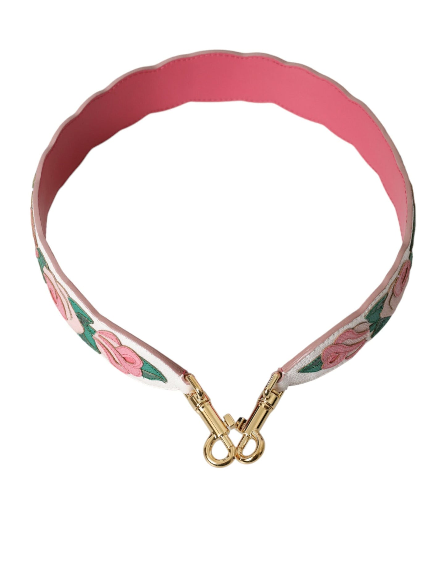 Dolce &amp; Gabbana Schultergurt aus weißem Leder mit Blumenmuster