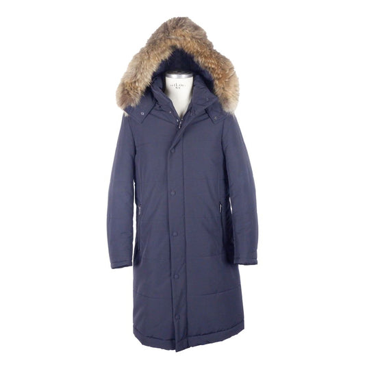 Blauer Wollregenmantel für Herren, Made in Italy