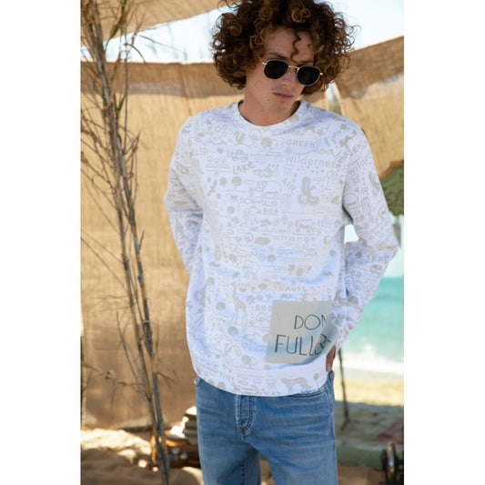 Don The Fuller – Weißer Herrenpullover aus Baumwolle