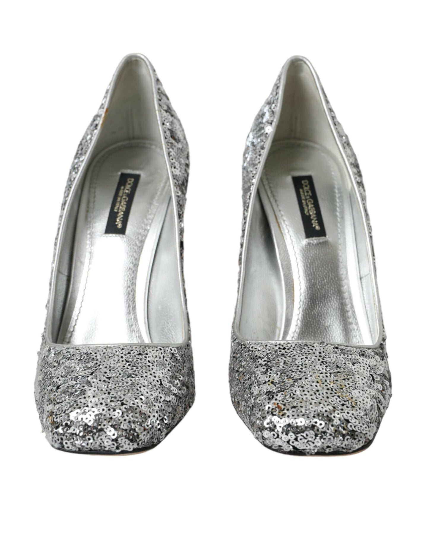 Dolce &amp; Gabbana Silberne Pumps mit Paillettenverzierung