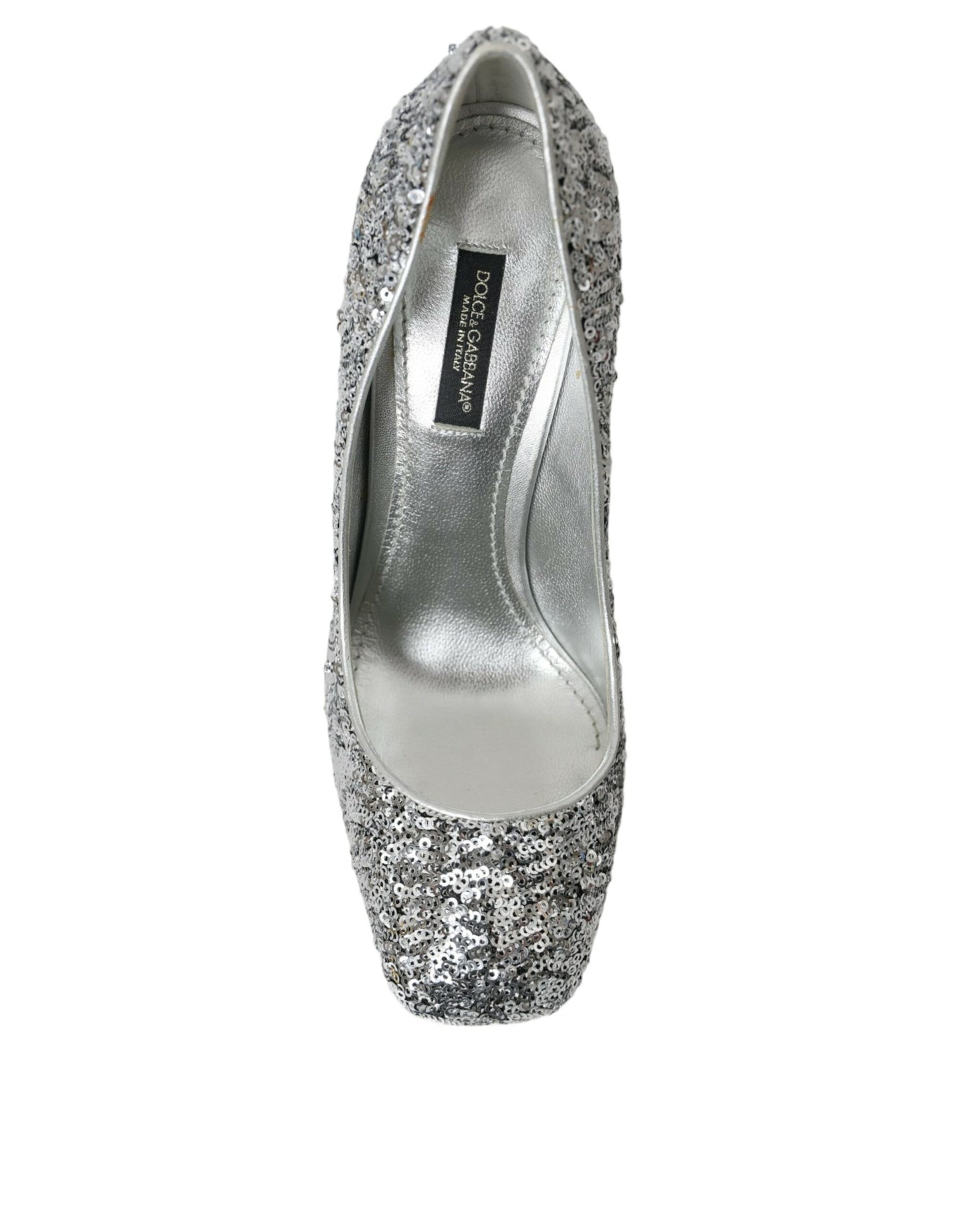 Dolce &amp; Gabbana Silberne Pumps mit Paillettenverzierung