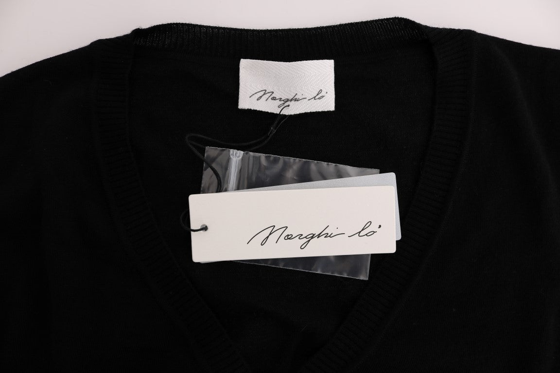 MARGHI LO‘ Schwarzer Wollblusenpullover