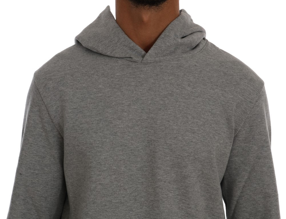 Daniele Alessandrini Grauer Pullover mit Kapuze aus Baumwolle