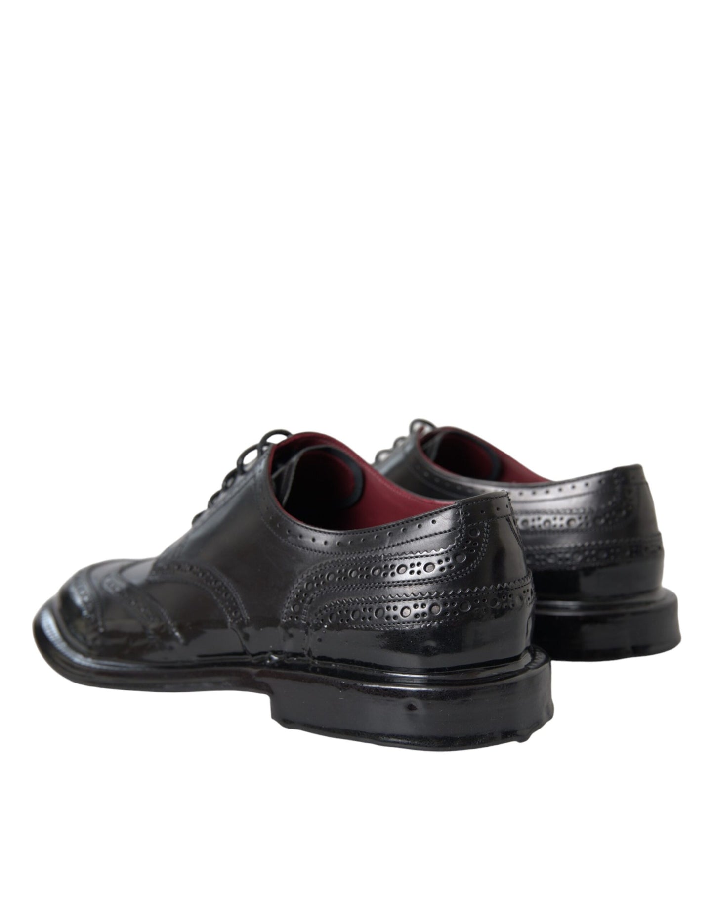 Dolce &amp; Gabbana – Oxford-Schuhe aus schwarzem Leder mit Flügelkappe für formelle Herren