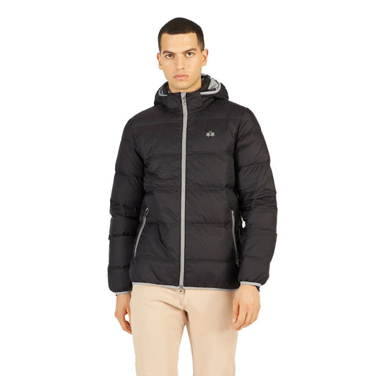 La Martina Schwarze Nylon-Herrenjacke