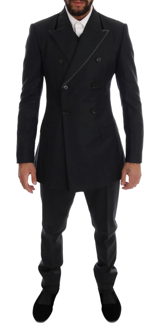 Dolce &amp; Gabbana – Zweireihiger 3-teiliger Anzug aus grauer Wolle