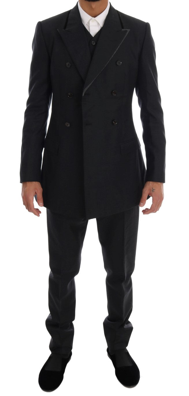 Dolce &amp; Gabbana – Zweireihiger 3-teiliger Anzug aus grauer Wolle
