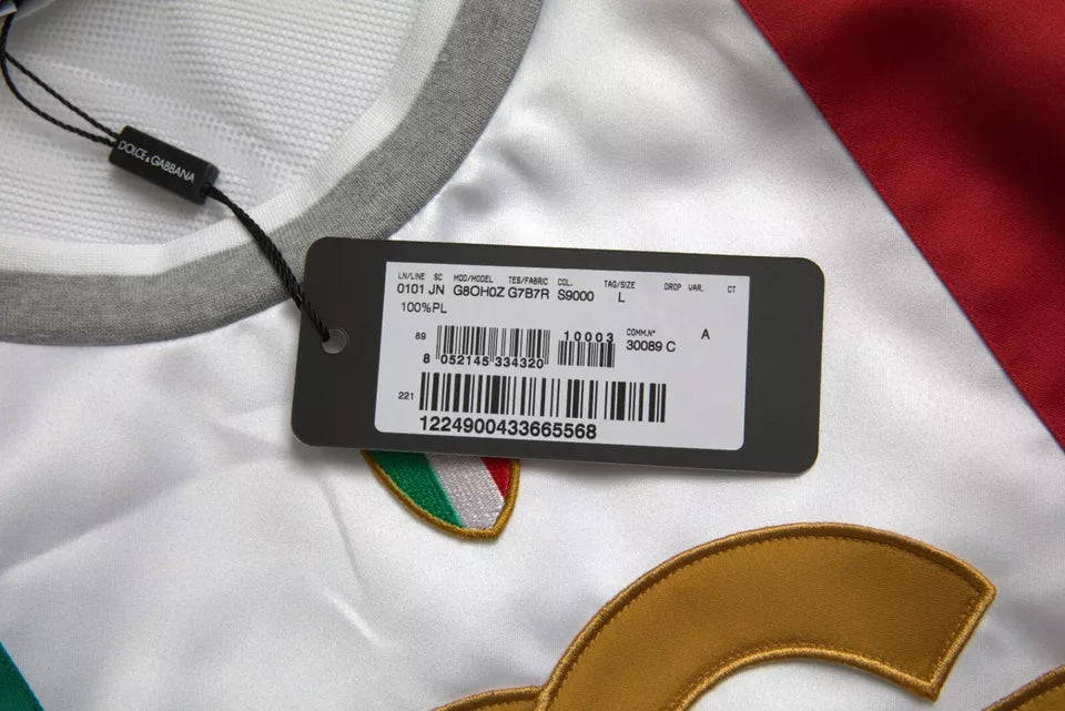 Dolce &amp; Gabbana Weiß-Grünes ärmelloses Top mit italienischer Flagge und Basketball-T-Shirt