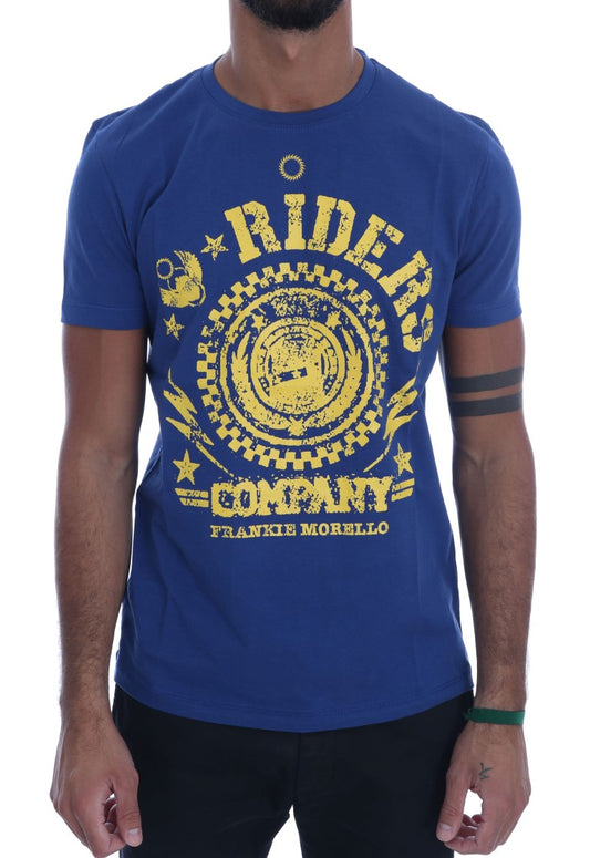Frankie Morello – Blaues RIDERS-T-Shirt mit Rundhalsausschnitt aus Baumwolle