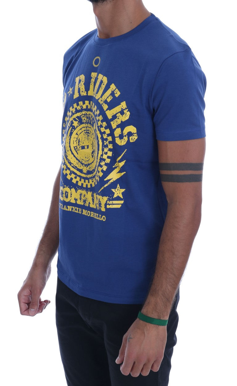 Frankie Morello – Blaues RIDERS-T-Shirt mit Rundhalsausschnitt aus Baumwolle