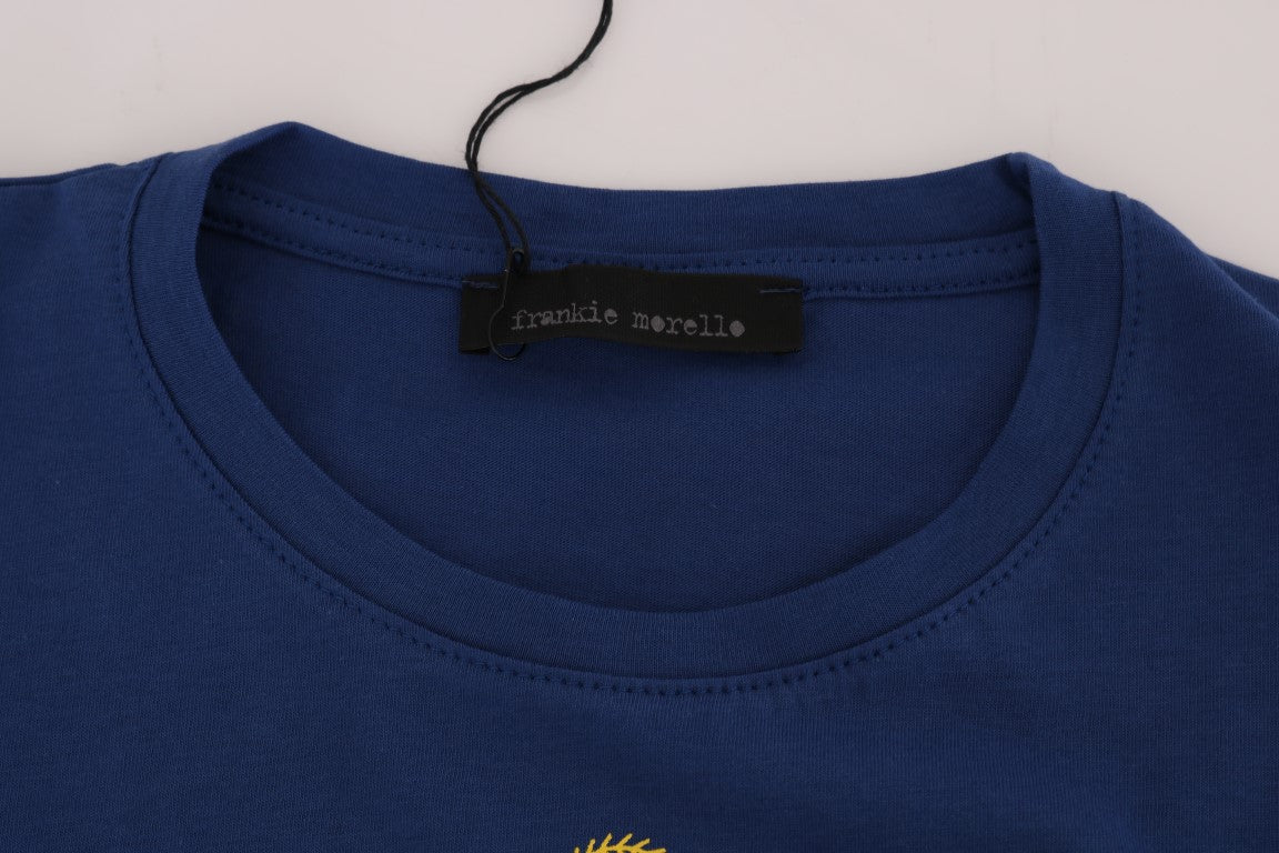 Frankie Morello – Blaues RIDERS-T-Shirt mit Rundhalsausschnitt aus Baumwolle