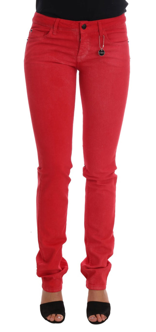 Costume National – Rote Slim-Jeans aus Stretch-Baumwolle