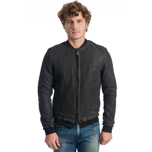 Roberto Pepe Luxus-Herrenjacke aus grauem Lammleder