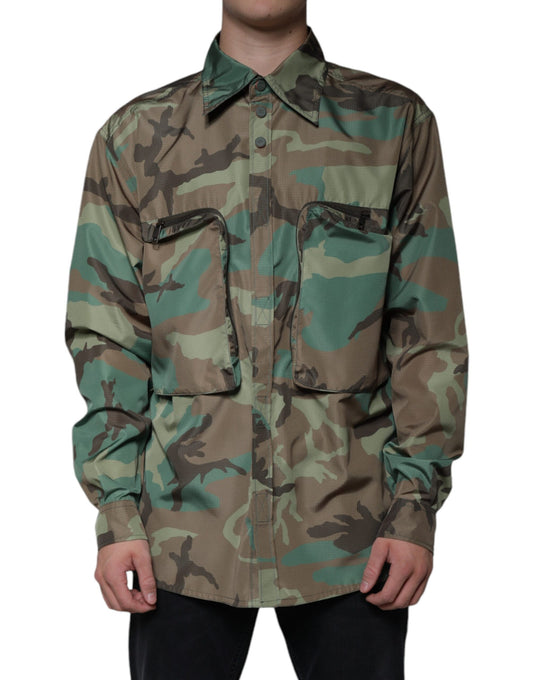 Dolce &amp; Gabbana Mehrfarbiges Camouflage-Hemd mit Knopfleiste
