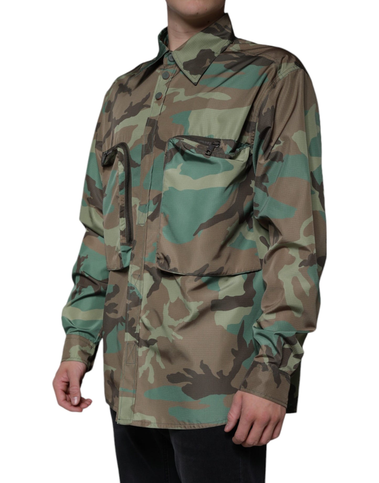 Dolce &amp; Gabbana Mehrfarbiges Camouflage-Hemd mit Knopfleiste