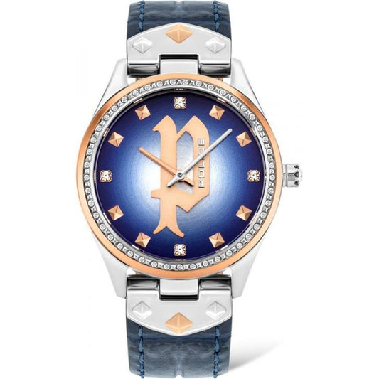 Blaue Lederuhr von Police