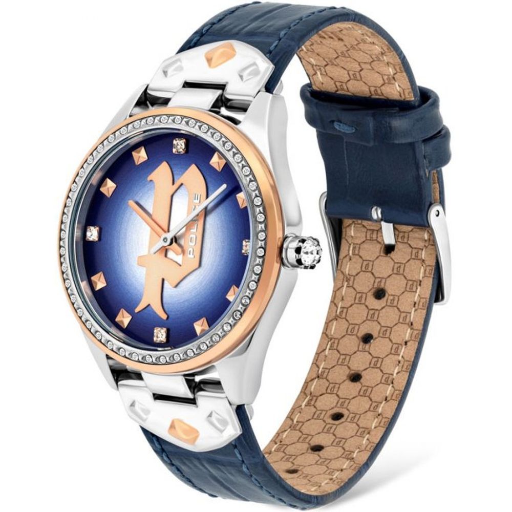 Blaue Lederuhr von Police