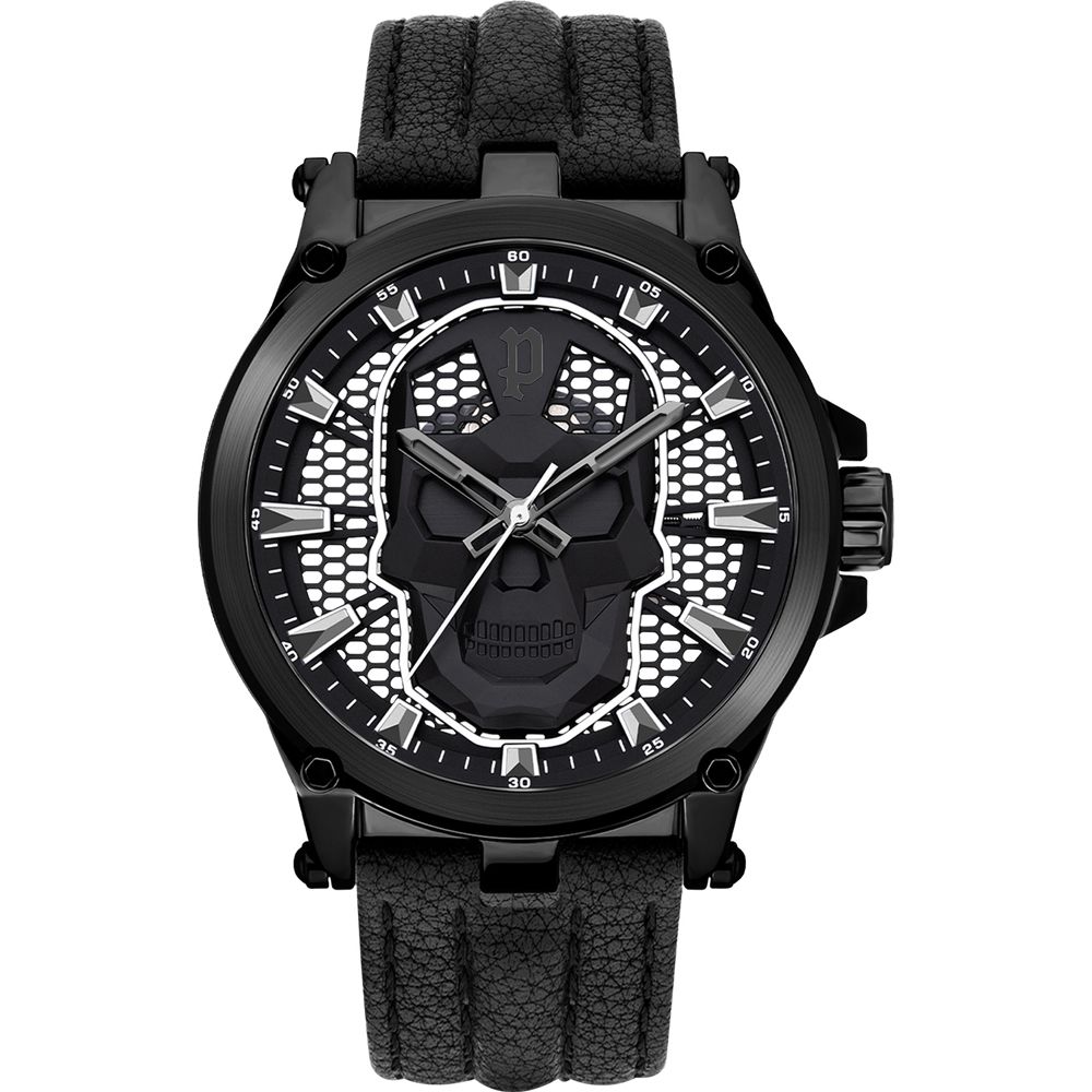 Schwarze Lederuhr von Police