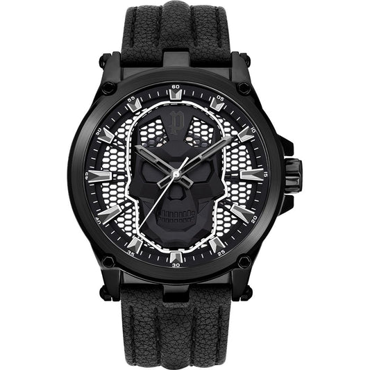 Schwarze Lederuhr von Police