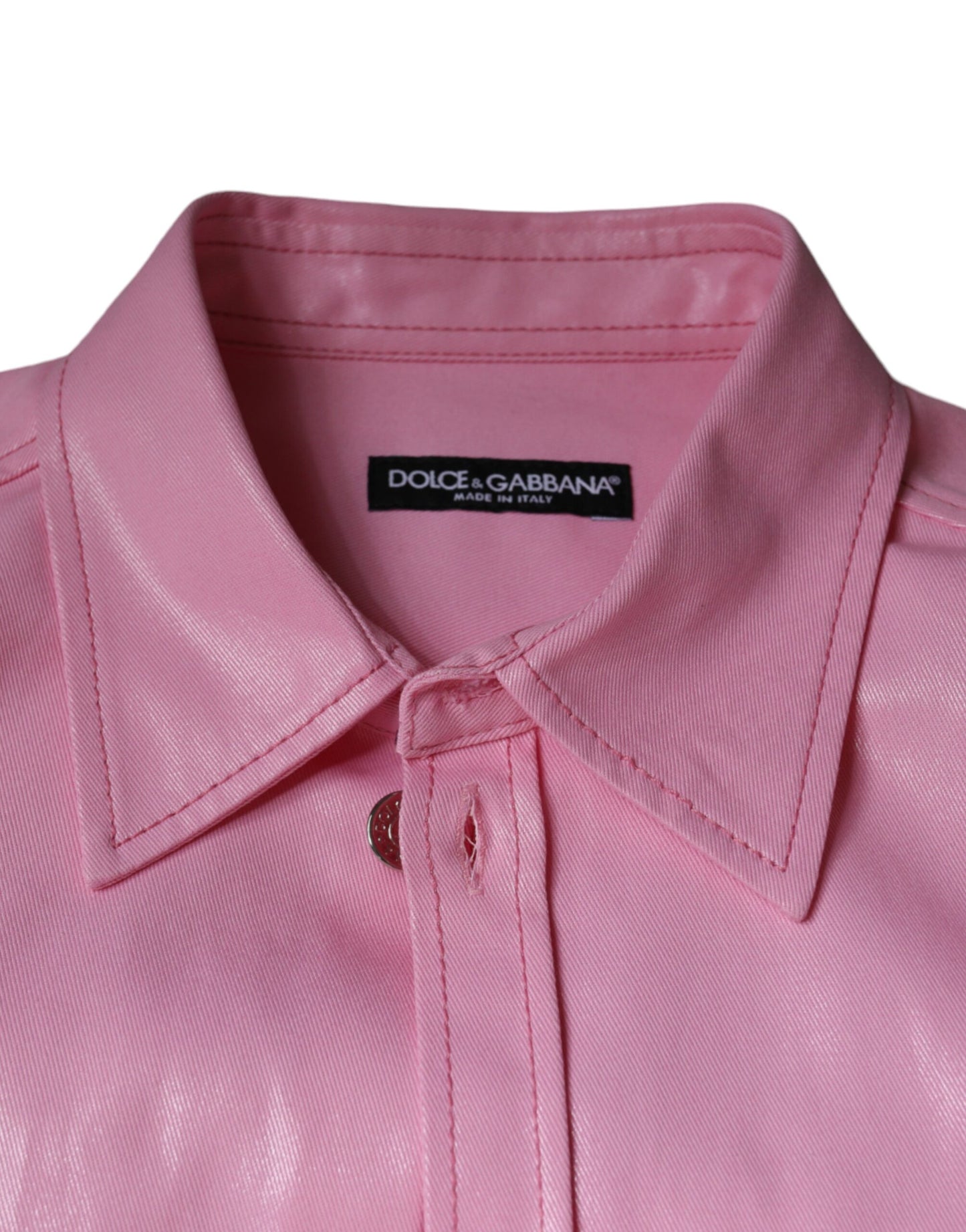 Dolce &amp; Gabbana – Button-Down-Hemd aus rosa Baumwolle mit Kragen