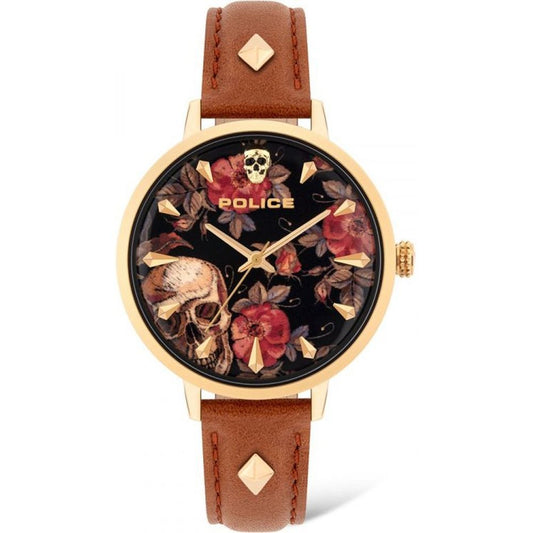 Braune Lederuhr von Police