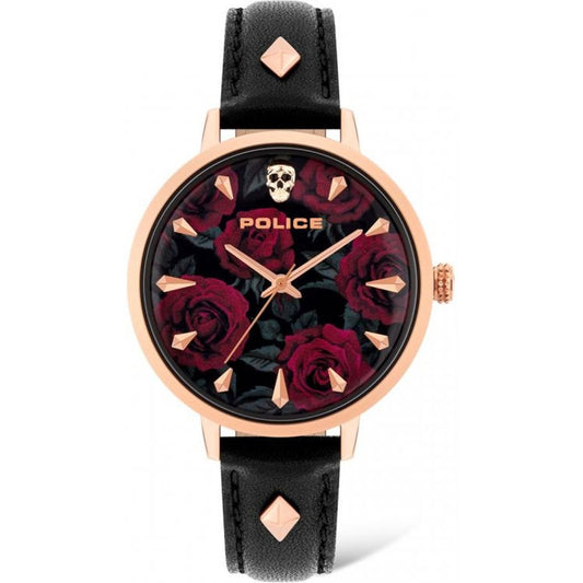 Schwarze Lederuhr von Police