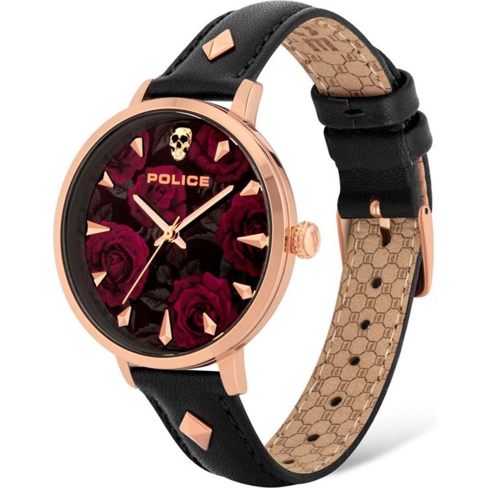 Schwarze Lederuhr von Police