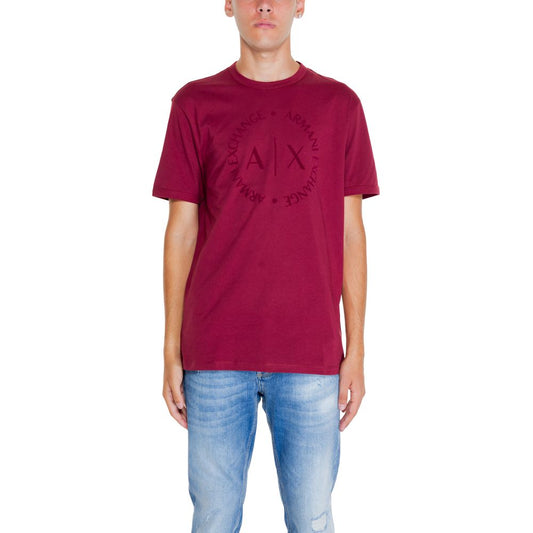 Armani Exchange – Bordeauxfarbenes Baumwoll-T-Shirt