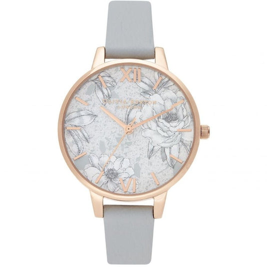 Olivia Burton – Graue Kunstlederuhr