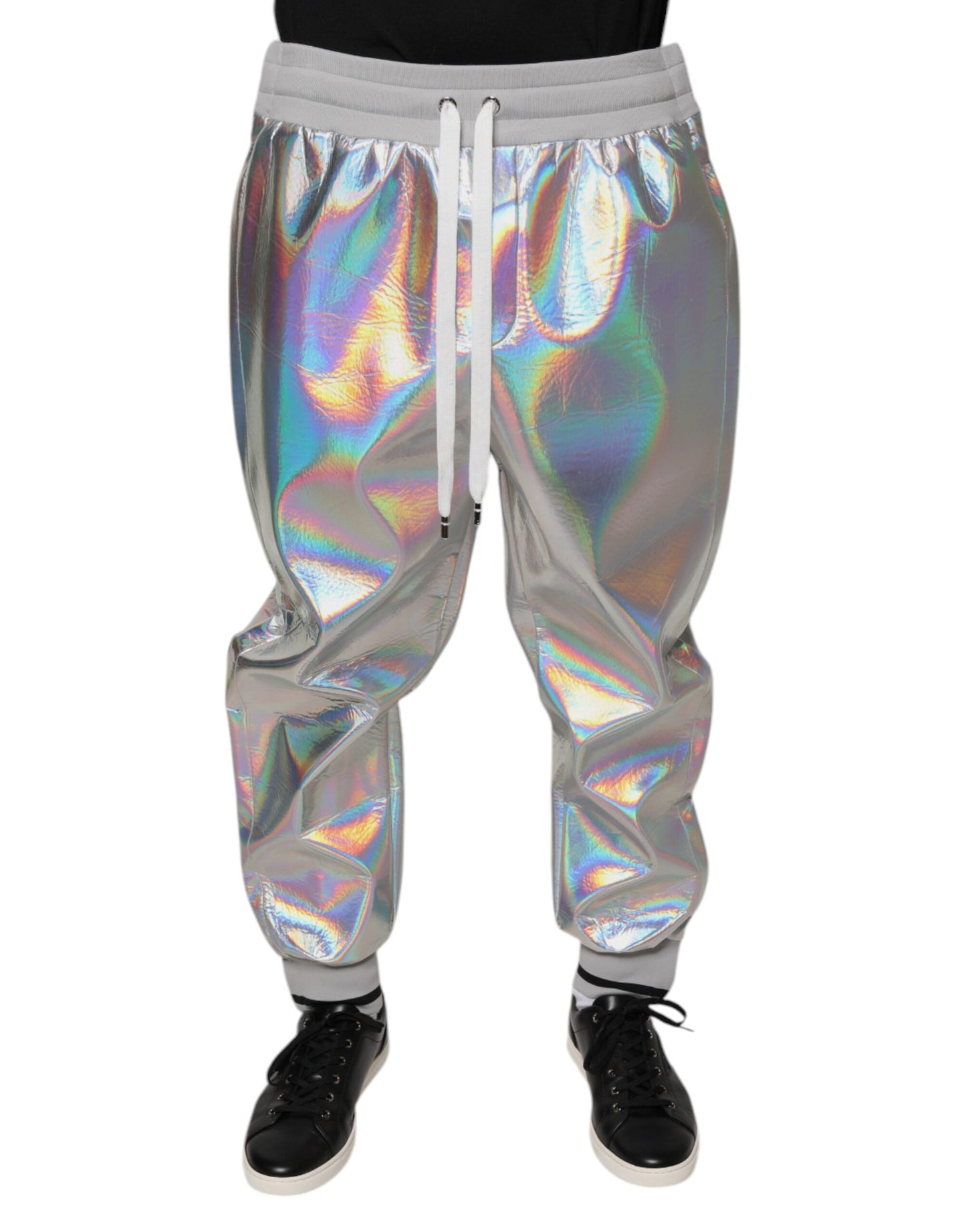 Dolce &amp; Gabbana Silber schillernde Herren Jogger Jogginghose
