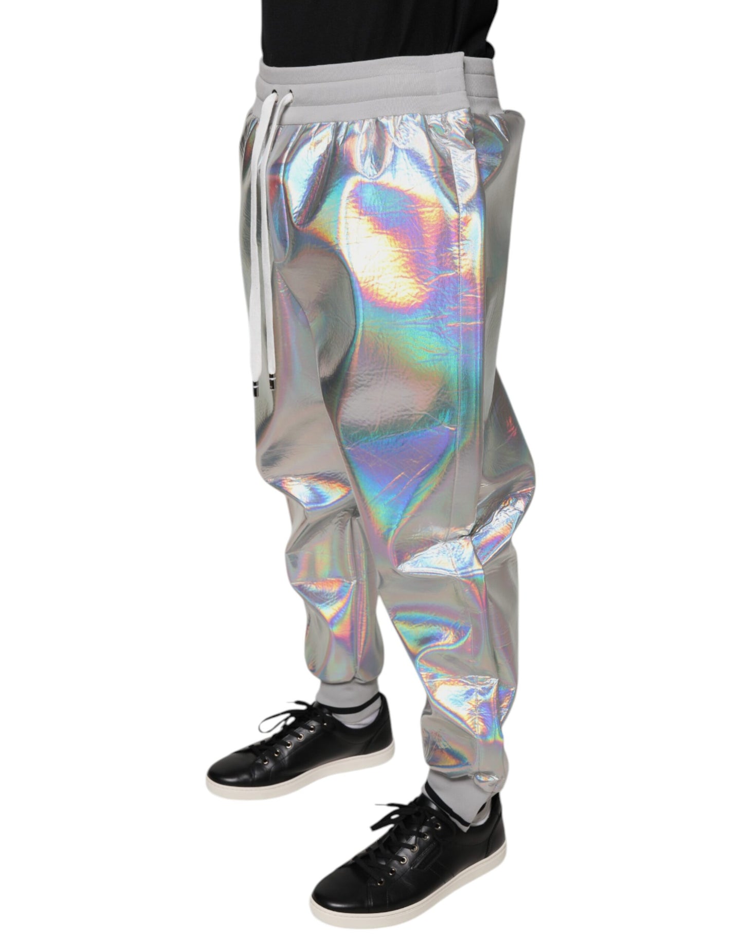 Dolce &amp; Gabbana Silber schillernde Herren Jogger Jogginghose