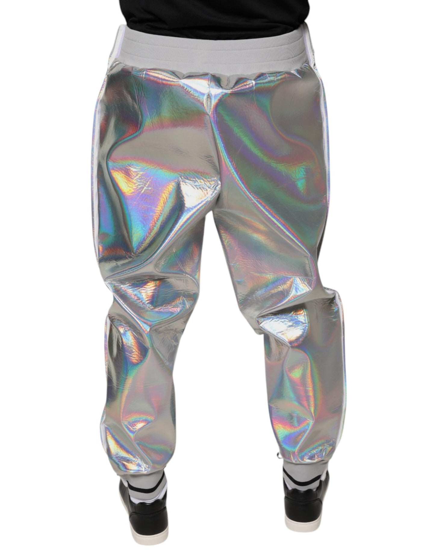 Dolce &amp; Gabbana Silber schillernde Herren Jogger Jogginghose
