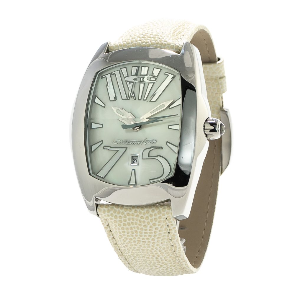 Chronotech-Uhr mit weißem Lederarmband
