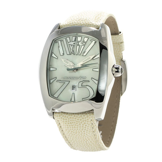 Chronotech-Uhr mit weißem Lederarmband