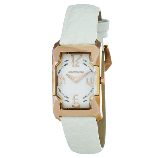 Chronotech-Uhr mit weißem Lederarmband