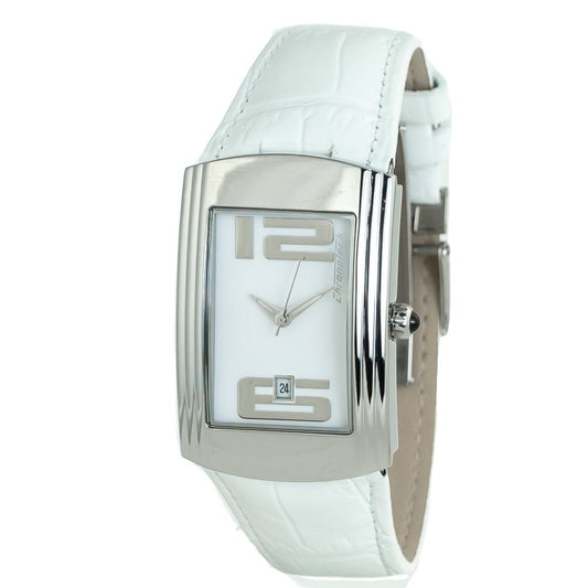 Chronotech-Uhr mit weißem Lederarmband