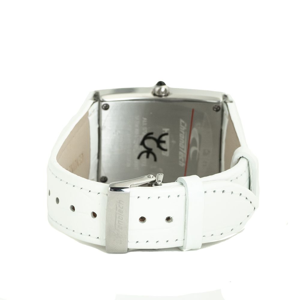 Chronotech-Uhr mit weißem Lederarmband