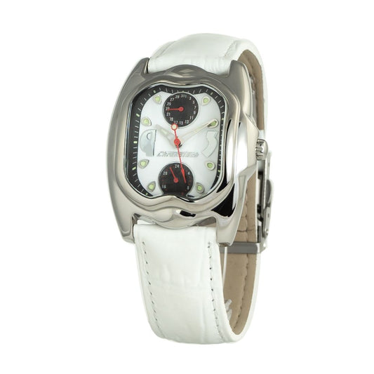 Chronotech-Uhr mit weißem Lederarmband